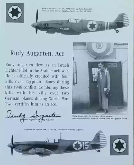 Rudy Augarten Ace Pilot Autograph Photo 8x10