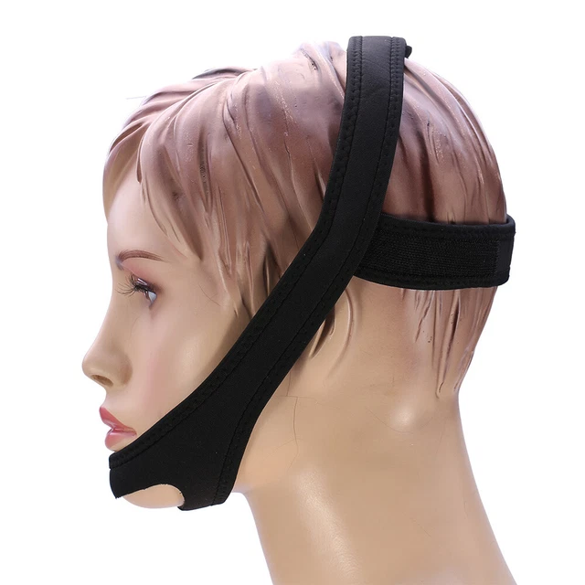 (Con dobladillo) Nueva correa de soporte para dormir para mujer hombre barbilla negra mandíbula TDM