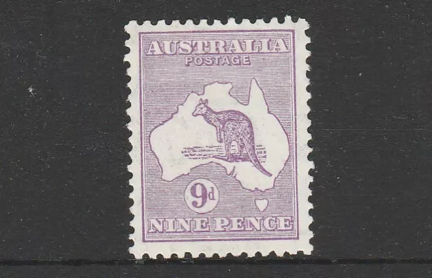 1931 KANGAROO CofA WATERMARK 9d VIOLET FRESH MINT