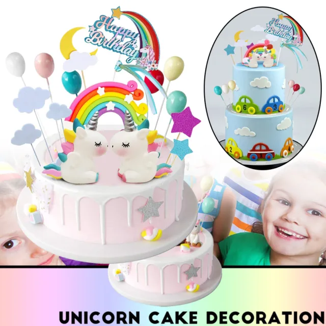 DECORAZIONE UNICORNO COMPLEANNO torta topper festa decorazione torta  bambina compleanno bambini EUR 13,31 - PicClick IT