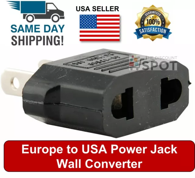 EU Euro Europe to US USA Power Jack Wall Plug Converter Travel Adapter Adaptor