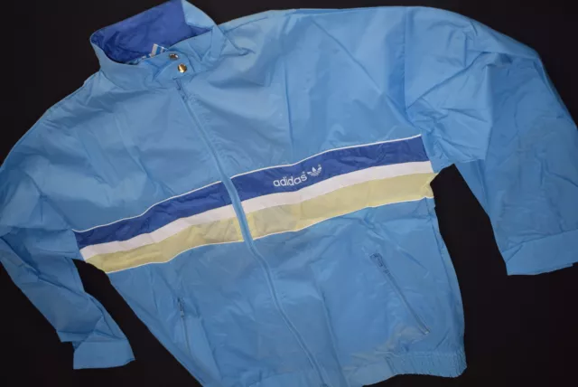 Adidas Regen Jacke Windbreaker Vintage 80s 80er Rain Jacket Coat Glanz Nylon 44