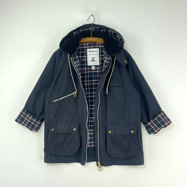 Barbour Alexachung violetter Wachsmantel Damen 10 blau Alexa Chung Übergröße Jacke