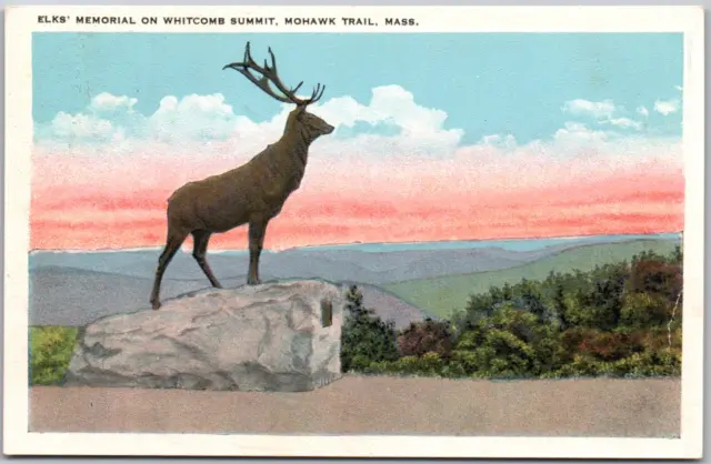Massachusetts Mohawk Trail Elks Memorial Whitcomb Summit Vintage WB Postcard UP