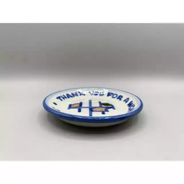 M A Hadley Art Pottery Coaster Trinket Dish Plate Mini 4.25" Thank You Music 3