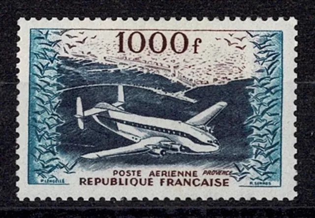 Frankreich Briefmarke Post Luft 33 " Breguet Provence Algier 1000F " Neu Xx