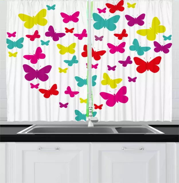 Butterflies Kitchen Curtains 2 Panel Set Window Drapes 55" X 39"