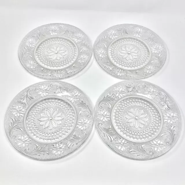 Vintage Indiana Glass Tiara Clear Sandwich Luncheon Plates Set of 4