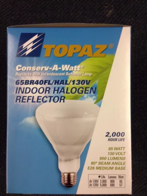 24 Pieces Topaz 79949 65Br40Fl/Hal/130V 2000-Hrs 900Lumens Halogen Reflector-R40