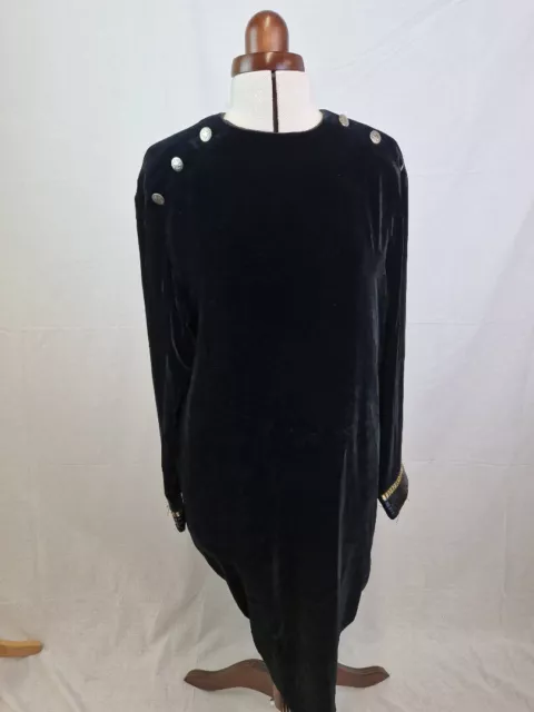 Albert Nipon Rayon/Silk Mix Black Velvet Dress Size 10 (UK)