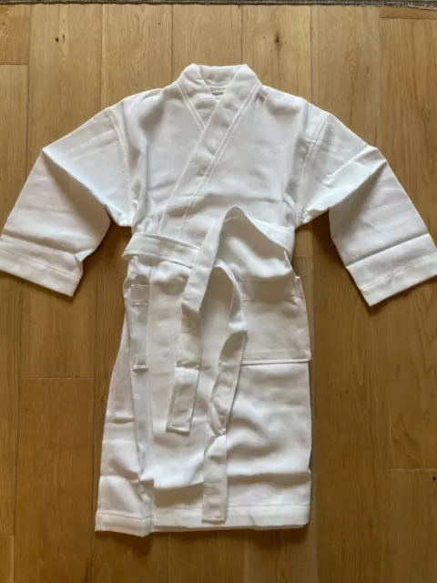 $100 Frette Pique Kimono White Childrens Bathrobe Robe Gown Size 6-10
