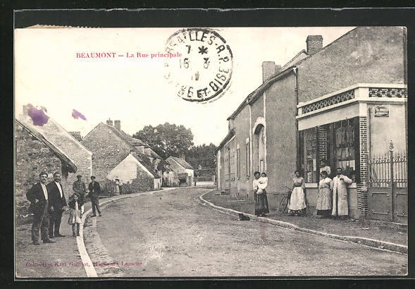 CPA Beaumont, La Rue main, street view 1917