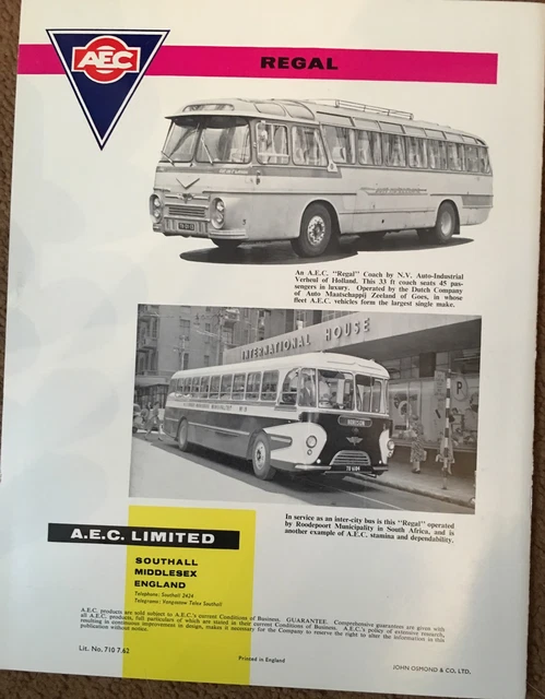 AEC BUS LK brochure BUS TRUCK S LORRY benz LAK 60 italian job Mini ...