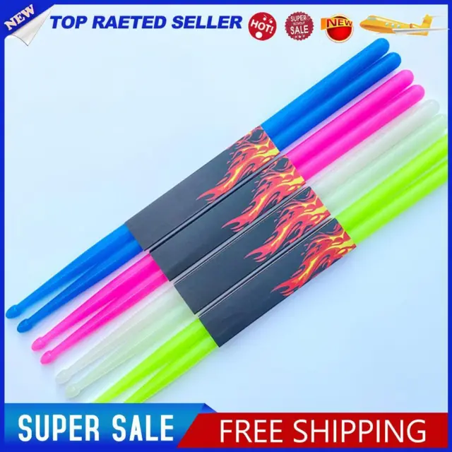 2 Pcs Nylon Fluorescent Drumsticks 4 Color Light Up Drum Sticks for Adults Kids