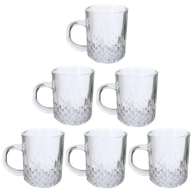 6 Pcs Coffee CONCORD Mugs Clear Glass Latte Tea Cups Cappuccino Hot Drink 240ml