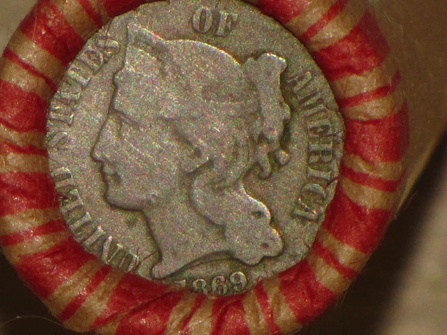 Unsearched Wheat Penny Roll 1869 Three 3 Cent Piece & 1900 Indian Cent Ends