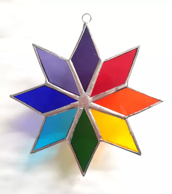 Rainbow Star stained glass suncatcher chakra window hanging home decor gift