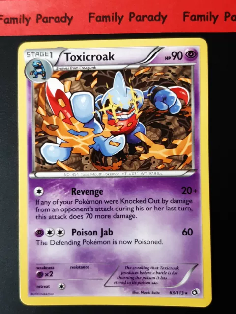 Toxicroak 90hp 63/113 Carte Pokemon Rare Legendary Treasures neuve