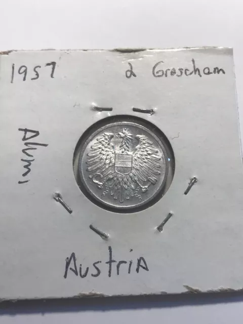 Austria 2 Groschen 1957 Aluminum KM#2876