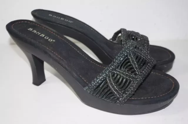 Bamboo Black Platform High Heel Shoes Sandals Womens Sz 9 Noma