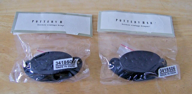 Pottery Barn bin pull bronze vintage #3418506 drawer hardware set of 2 NEW