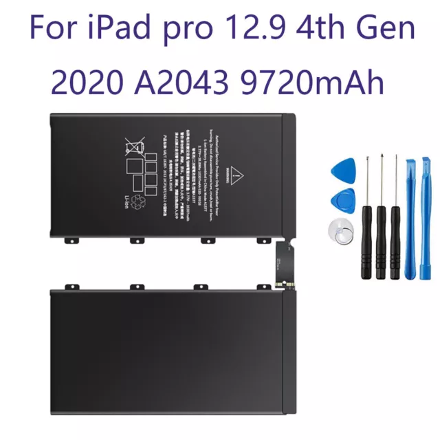 For iPad Pro 12.9" 4th Gen 2020 Battery Replacement A2043 9720 mAh 3.76 V 36 Wh