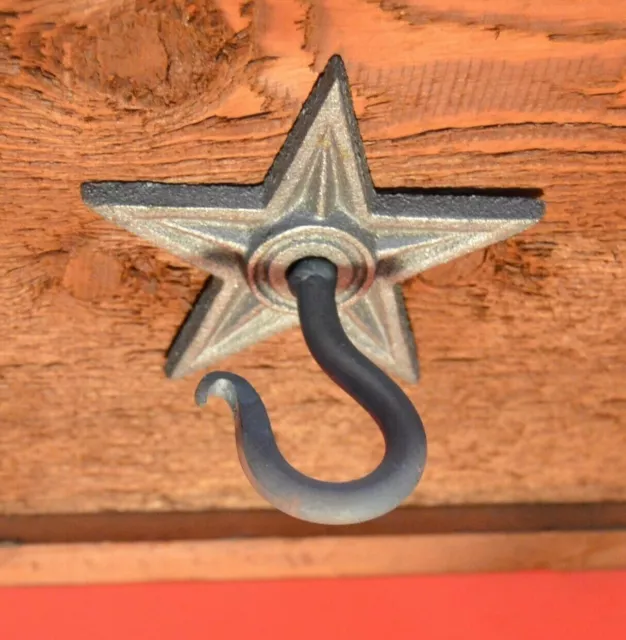 Chandelier Lighting Ceiling Swag Beam Hook, Wrought Iron 5" Star, 3/8" Screw