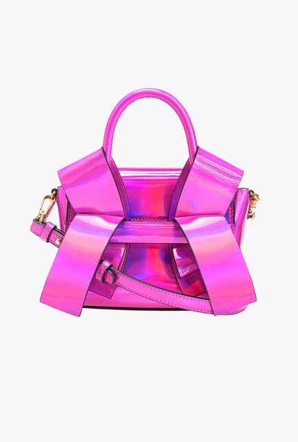 Borsa da donna effetto specchiato di colore pink pinko