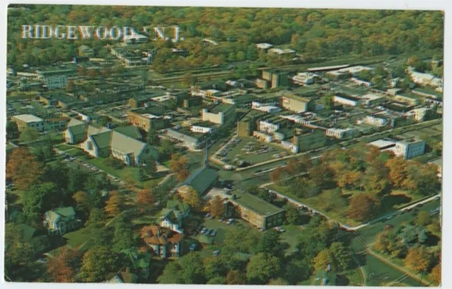 Ridgewood NJ Bergen County Aerial View of Town Vintage Postcard New Jersey