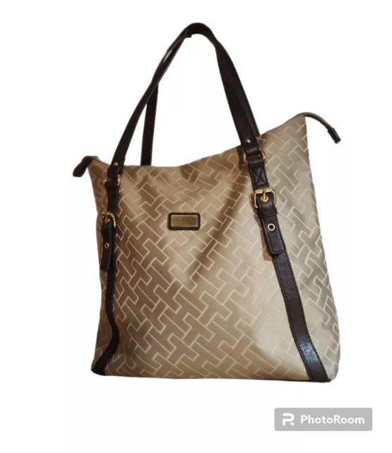 TOMMY HILFIGER SIGNATURE Shopper Handbag Bag Khaki & Brown $33.24 ...