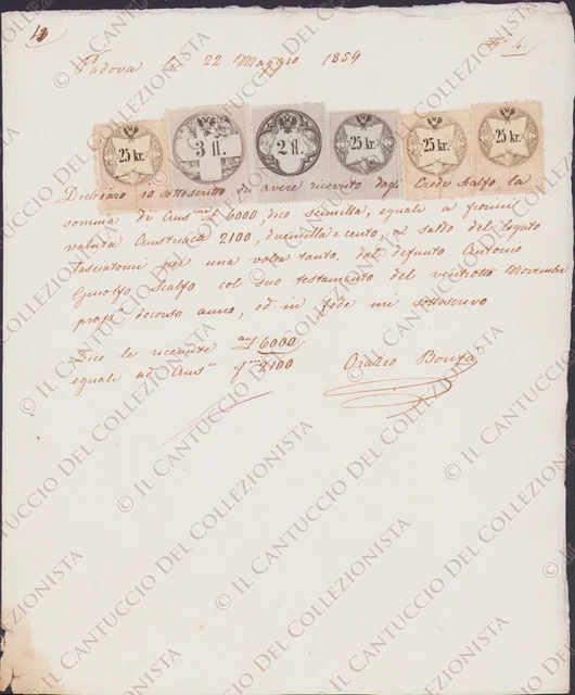 1859 PADOVA Saldo testamento Antonio Scalfo Orazio Bontà manoscritto