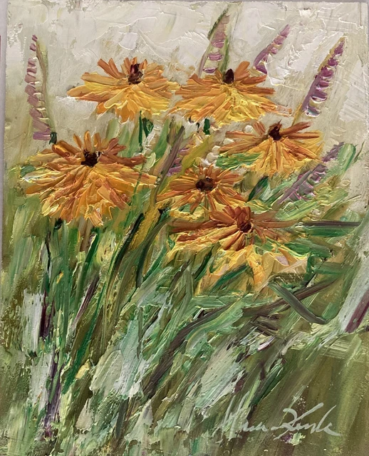 LANDSCAPE FIELD FLOWERS Oil Painting Impressionism Margaret Raven Kruk