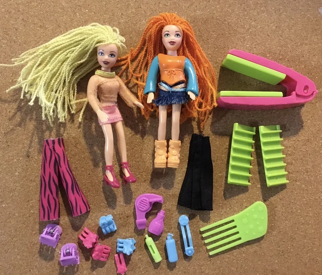 ORIGINAL TWO POLLY Pocket Dolls String Hair Dressed Shoes Hair