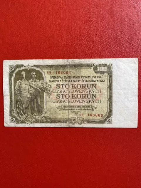 🇨🇿🇸🇰 Tschechoslowakei 100 Korun Kronen Banknote 1953