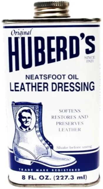 Original HUBERD'S NEATSFOOT OIL Leather Dressing Boot Shoe Waterproofer 8oz