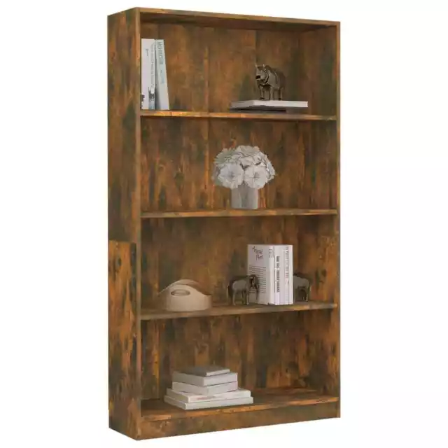 4-Tier Book Cabinet Smoked Oak 80x24x142 cm Engineered Wood 3