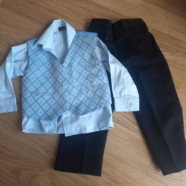 Boys VIVAKI Shirt Trousers Waistcoat Outfit - 18-24 Months Wedding Christening