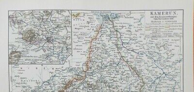 KAMERUN deutsche Kolonie Neuerwerbung November 1911 Afrika  Landkarte von 1913 2