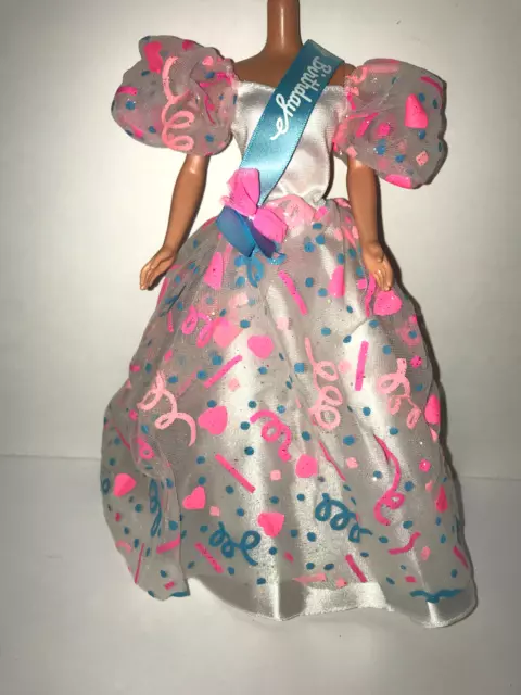 Barbie Doll Clothing Happy Birthday Pink Poofy Ballgown Dress Tulle Mattel 1990