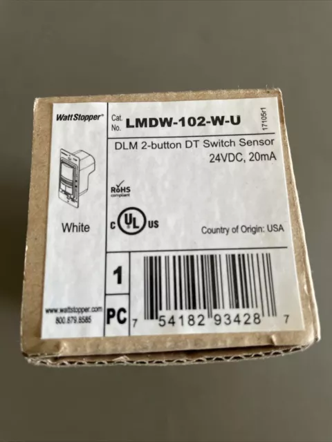 Legrand WATTSTOPPER LMDW-102-WU DLM 2-Button Wall Switch Occupancy Sensor