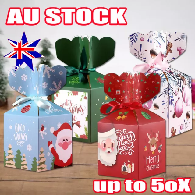 10-50Pcs Xmas Christmas Gift Box Favour Present Wrapping Bag Candy Boxes Party D