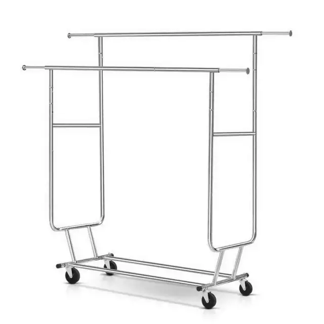 Artiss Clothes Rack Double Rail Stand Metal Adjustable Garment Hanger Portable