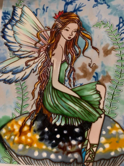 Hand Painted 11"x14" Water Fairy Ceramic Tile- Stunning!