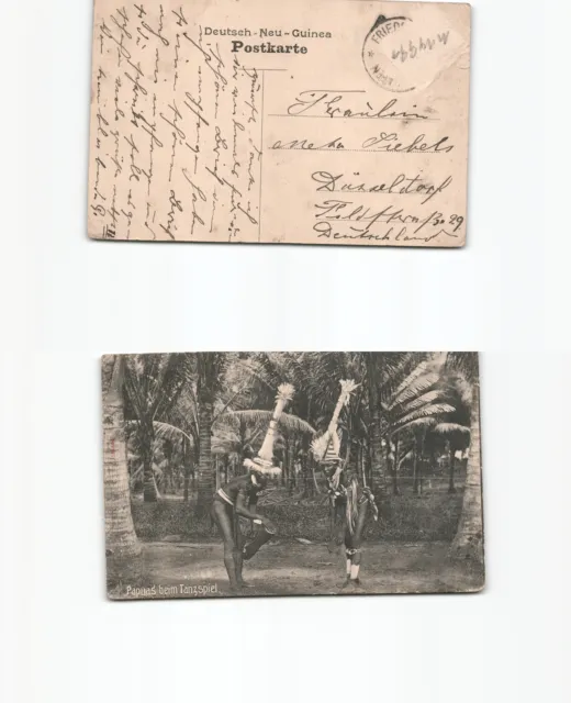 (n14991)   DEUTSCH NEUGUINEA 1910 Papuas in Tanzkleidung B. SMS Emden, Mark