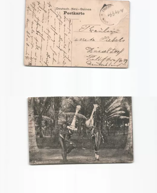 (n14991)   DEUTSCH NEUGUINEA 1910 Papuas in Tanzkleidung B. SMS Emden, Mark