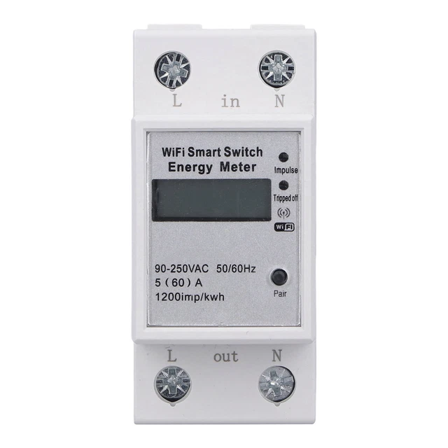 WIFI Smart Energy Meter LCD Display For 1 Phase 2P Din Rail ZMAI‑90 AC90V‑250V