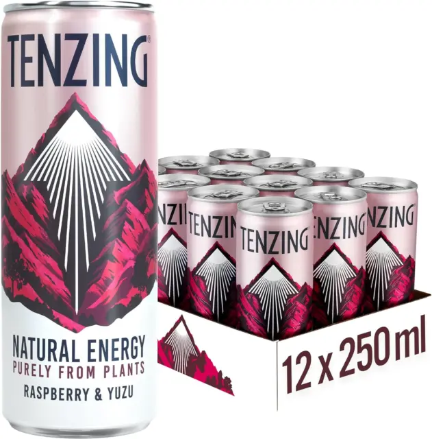 TENZING Natural Energy Drink, Plant Based, Vegan, & Gluten Free Drink, Raspberry
