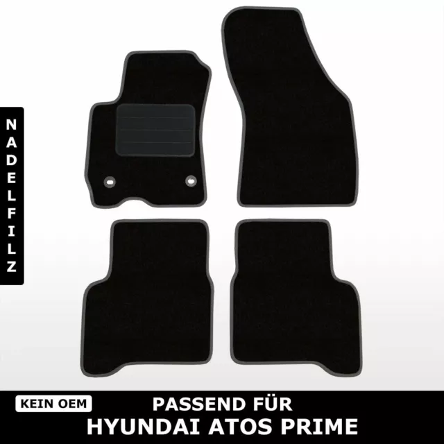 Für Hyundai Atos Prime MX 1999-2017 - Fußmatten Nadelfilz 4tlg Schwarz
