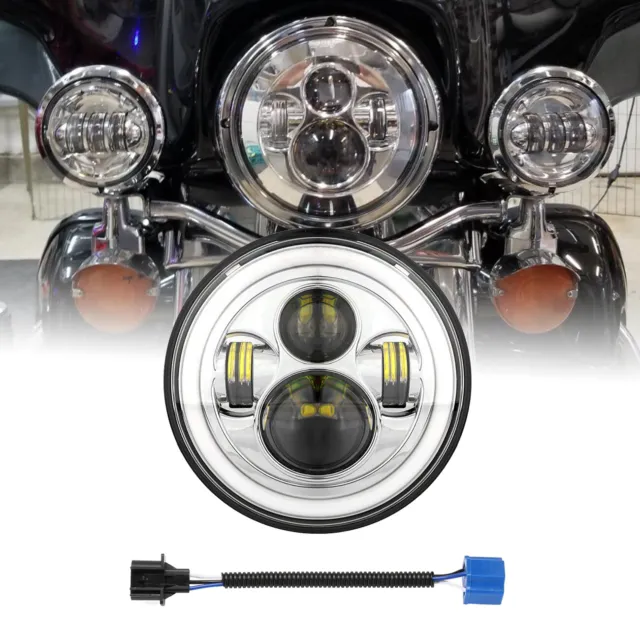 7 Inch LED Headlight Projector   Motorcycle For Harley Dyna Cafe Racer Bobber