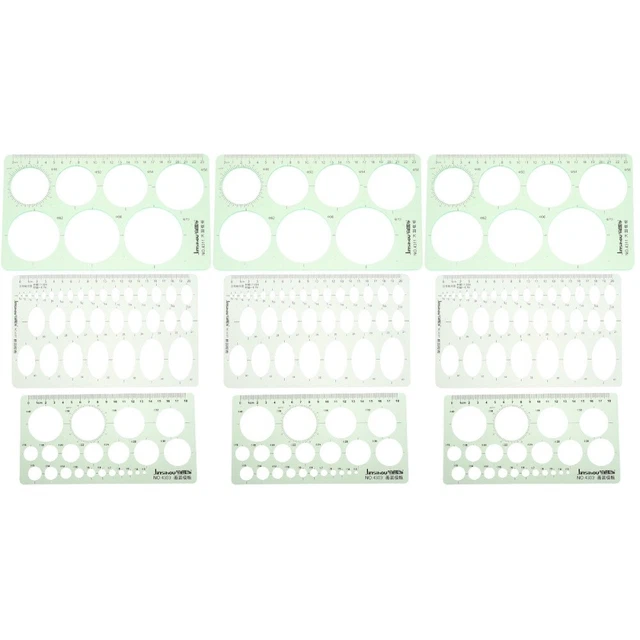 2 Pezzi Stencil Cerchio, con 36 Cerchio, Stencil Circolare per Disegnare, Righello Cerchio, Cerchiometro Disegno Tecnico, Modello di Misurazione in Plastica, Per Ufficio, Scuola, Edificio (Arancione
